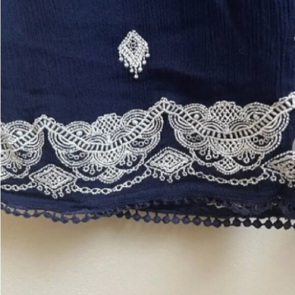 Sundance Blue & White Embroidered Boho Giselle Cropped Dream Pants Sz # 0565 - Picture 7 of 8